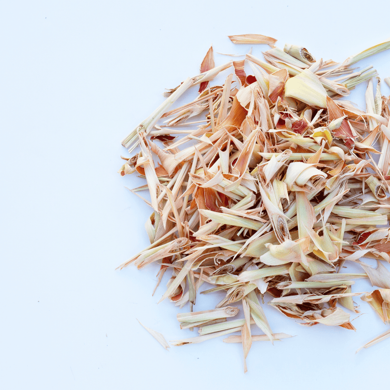 Dried organic lemongrass sourced from Nine North Lake, ready for brewing or culinary use
